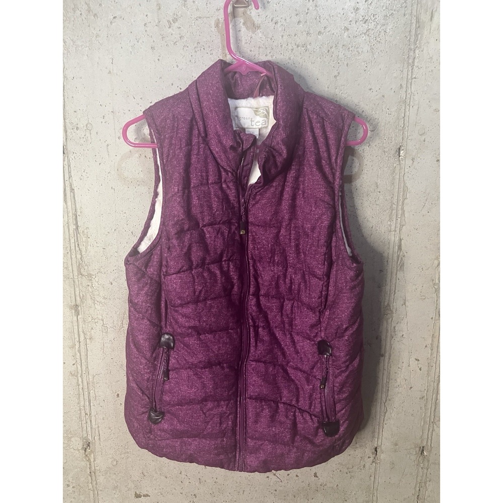 Fleece lined Puffer vest Green Tea woman's size large-Purple
